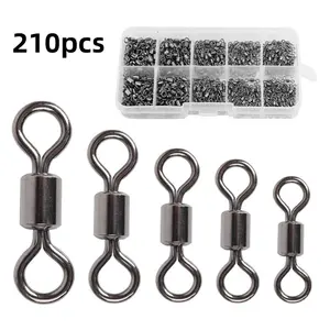 210 Pcs/Box Fishing Barrel Swivels Set with Rolling Bearing Snap Connector for Saltwater & Freshwater Fishing