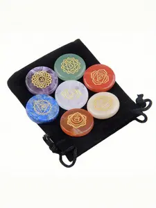 Natural Crystal Yoga Circular Energy Stones, Agate Chakra Reiki Healing Stones, Home Decor, Collection & Practice, Healthcare, Chakra Healing Crystals