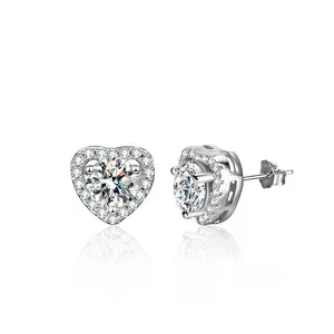 【#ED-004 Cherish Her with Heart-Shaped Moissanite Earrings – Elegant S925 Sterling Silver, Perfect for Birthdays, Anniversaries