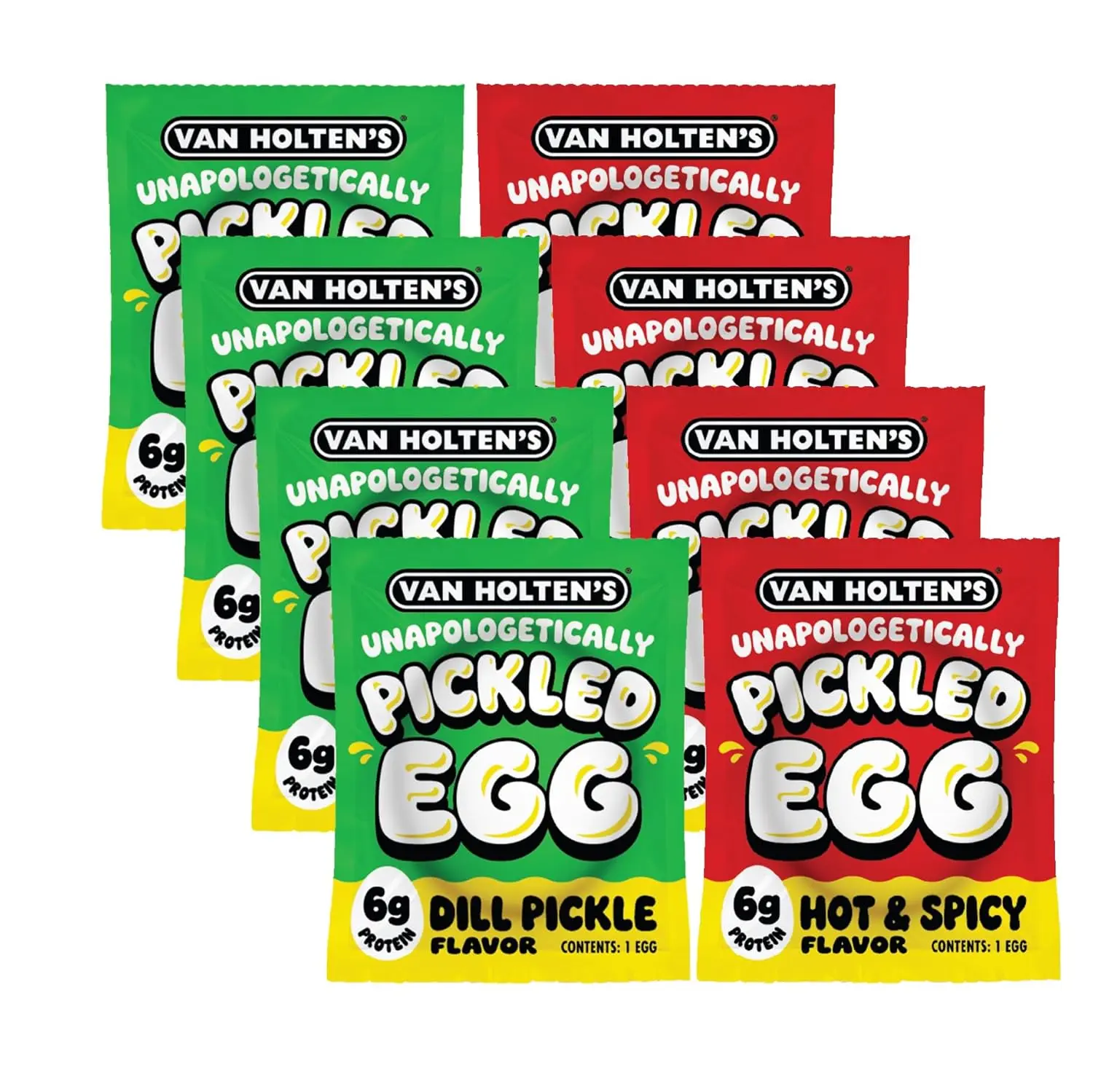 VAN HOLTEN’S Pickled Eggs Variety Pack - 50% Hot & Spicy, 50% Original - Ready-to-Eat Pantry Snack, Bold Tangy Flavor, Low Carb, All Natural, 0 Sugar