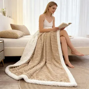 Luxurious Striped Long Plush Blanket, Ultra Soft Warm Fluffy Throw, Multiple Colors Available, King Queen Size, Bed Sofa Use, Easter Gift