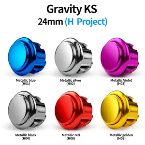 QANBA Gravity KS Arcade Buttons Snap-in Buttons Arcade Game Joystick Accessories Metal Coating 24mm Arcade Joystick DIY Parts (12 pieces)