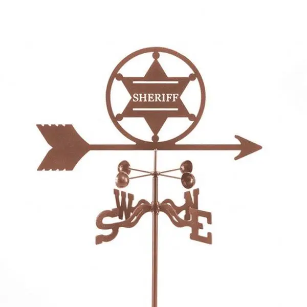 EZ Vane EZ1711-4S Sheriff 6 Point Badge Weathervane with Four Sided Mount