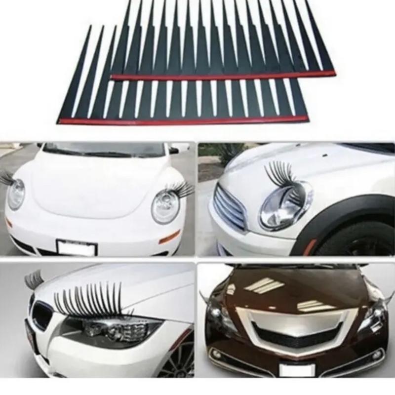 2Pcs Cute Headlight Eyelashes 3D Auto Car Truck Styling Vinyl Decal Car Stickers Vehicle Exterior Decoration High-Quality Vinyl Materials Easy Application Unique Design