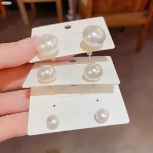 Elegant Flat Pearl Stud Earrings for Women, Dainty Minimalist Pearl Earrings, Classic Fashion Jewelry for Daily Wear, Wedding, Party and Gift