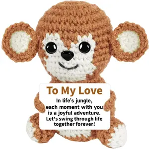Postive Stuffed Monkey Crochet  Gifts for Women and Men - Emotional Birthday Anniversary Christmas Thank You  Present Funny  for Him/Her/Boyfriend/Girlfriend