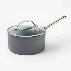 3qt Nonstick Ceramic Coated Aluminum Sauce Pan Dark Gray - Figmint