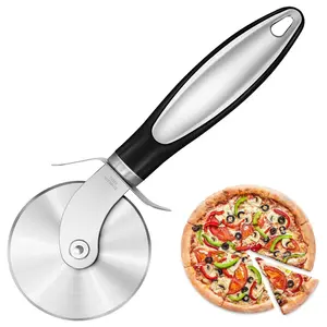 Bakery Essential Pizza Tool Set Stainless Steel Single Wheel Pizza Slicer Labor-saving Hand Guard Handle Pizza Spatula And Cutter Combo