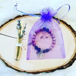 Libra Bracelet Gift Set Zodiac Sign Rhodocrosite Bracelet with Lava Stones for Essential Oils, Palo Santo Stick & Lavender Bundle