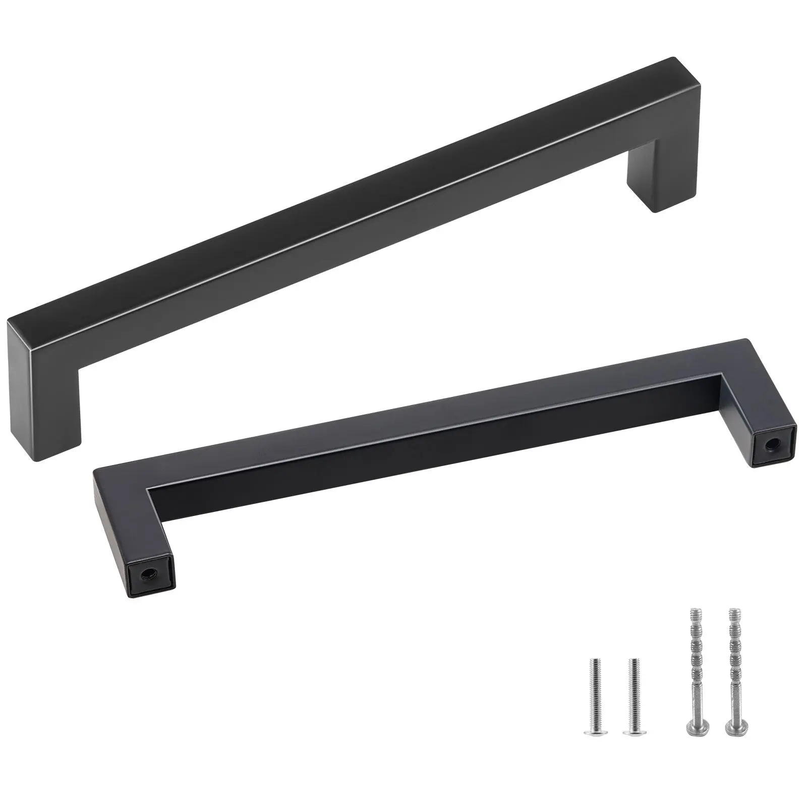 VEVOR 30-Pack Cabinet Pulls, 5.03in/128mm Center to Center, Durable Corrosion-Resistant Stainless Steel, Minimalist Design Easy-Clean Matte Black Slim Square Hardware for Kitchen Bathroom Drawers Cupboards