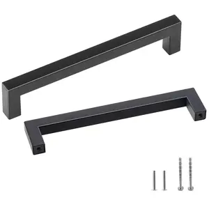 【FathersDayGift】VEVOR 30 Pack Cabinet Pulls,  , 5.03in / 128mm Center to Center Slim Square Kitchen Cabinet Drawer, Stainless Steel Modern Kitchen Cupboard Door Handles for Kitchen Bathroom Bar Hardware Matte Black