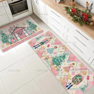 Nutcracker Christmas Kitchen Boho Style Rug Set, Soft Plush Non-Slip Mats, Pet Friendly, Ideal for Living Room & Bedroom