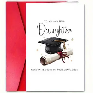 Graduation Greeting Card, 1 Count Creative Graduation Card with Envelope, Graduation Gift for Daughter, Graduation Greeting Card for Daughter, Stationery, Vertical Cards