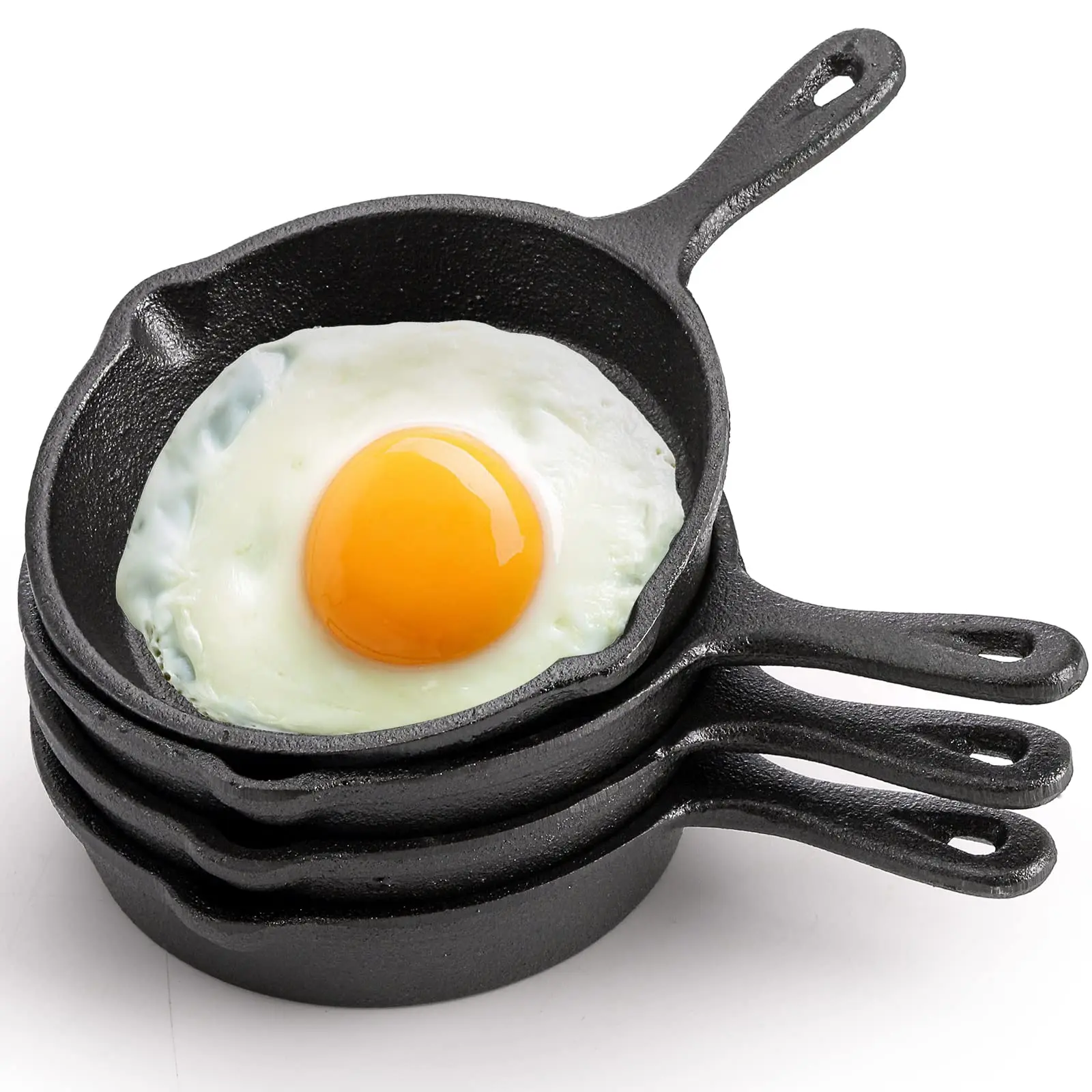 4 Pack Mini Cast Iron Skillet  4" Small Frying Pans With Double Drip-spouts For Stove Oven Grill Safe Indoor And Outdoor Use Non-stick