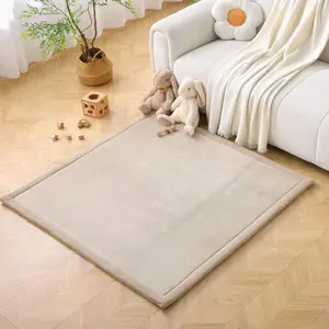 Hakuna Matte CloudSoft Play Mat - Beige 50" x 50" Super Soft | Waterproof Baby Rug | Luxury Cushioned Comfort | Safe & Non-Toxic for Tummy Time | OEKO-TEX Certified Modern Home Decor
