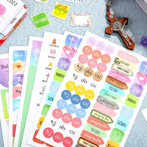 Christian Bible Verse & Quote Mix Decorative Stickers Gift Set, DIY Planner Ready Aesthetic Annotation Kit for Journaling Scrapbooking, Home Decor Supplies Springtok Gift