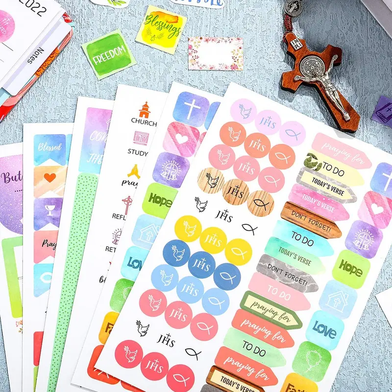 Christian Bible Verse & Quote Mix Decorative Stickers Gift Set, DIY Planner Ready Aesthetic Annotation Kit for Journaling Scrapbooking, Home Decor Supplies Springtok Gift