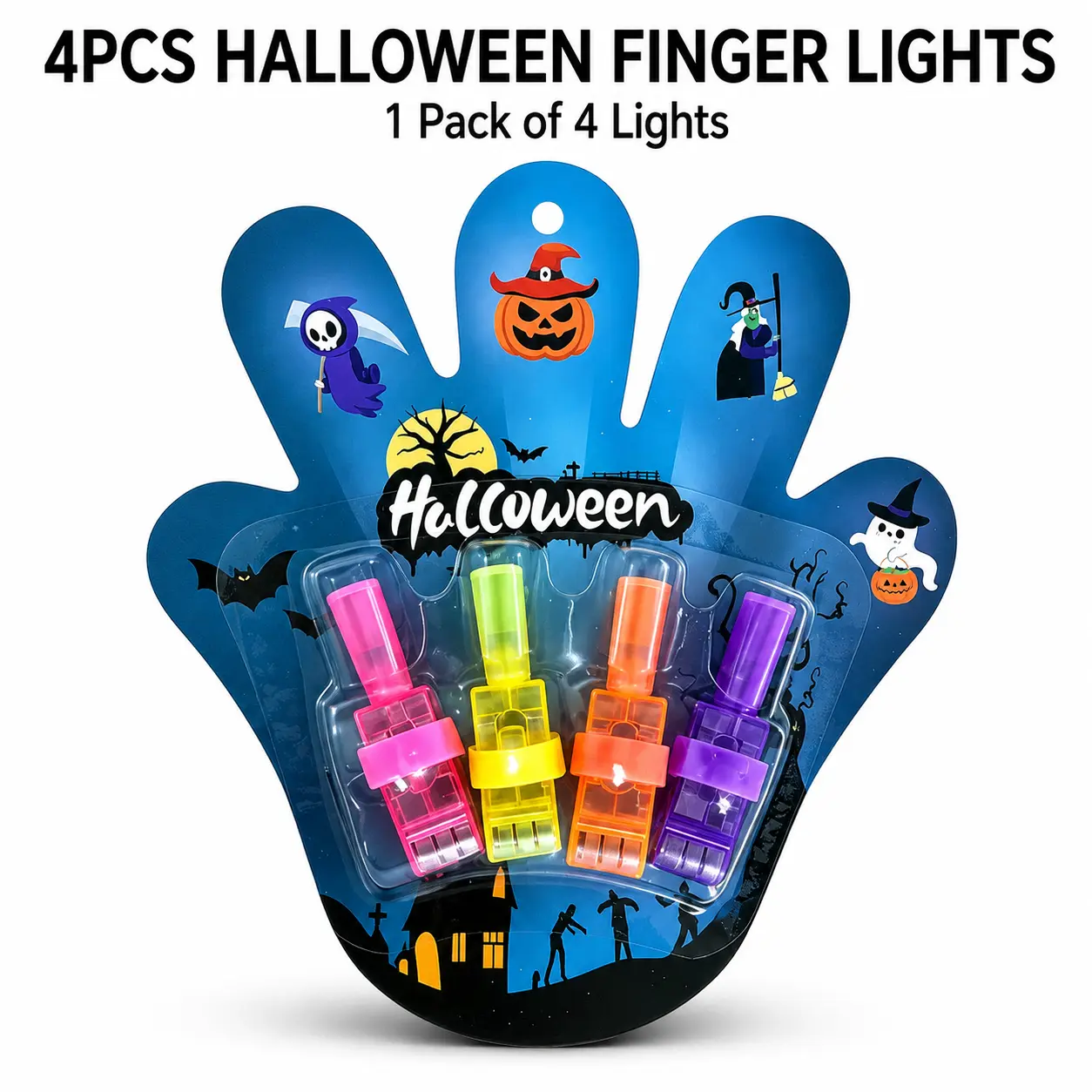 Halloween Finger Projector Lights, Assorted Spooky Pattern Mini Projection Party Favors, Plastic Finger Light Toys for Trick-or-Treat, Classroom Prizes & Goodie Bags