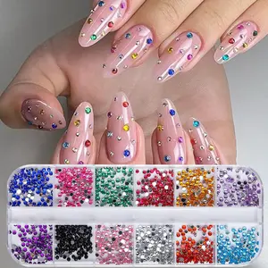 1 Box Colorful Nail Crystal Rhinestones Gems 2mm Mini Stone Nail Art Decoration Nail Embellishments Charms Parts DIY Manicure Jewelry Nail Supplies
