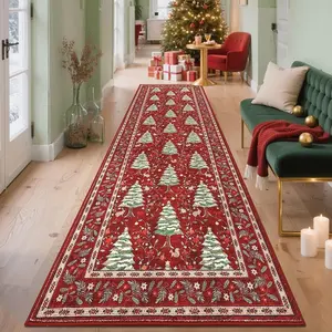 Christmas tree pattern carpet, Washable rugs, soft and washable design, Christmas decoration floor mat, non-slip and comfortable area rug, suitable for corridor, living room, bedroom, kitchen etc.