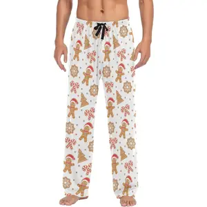 Multi- Xmas Gingerbread Man Cookies Pajama Pants for Men Pajama Bottoms Mens Pjs Sleep Lounge Pants with Pockets