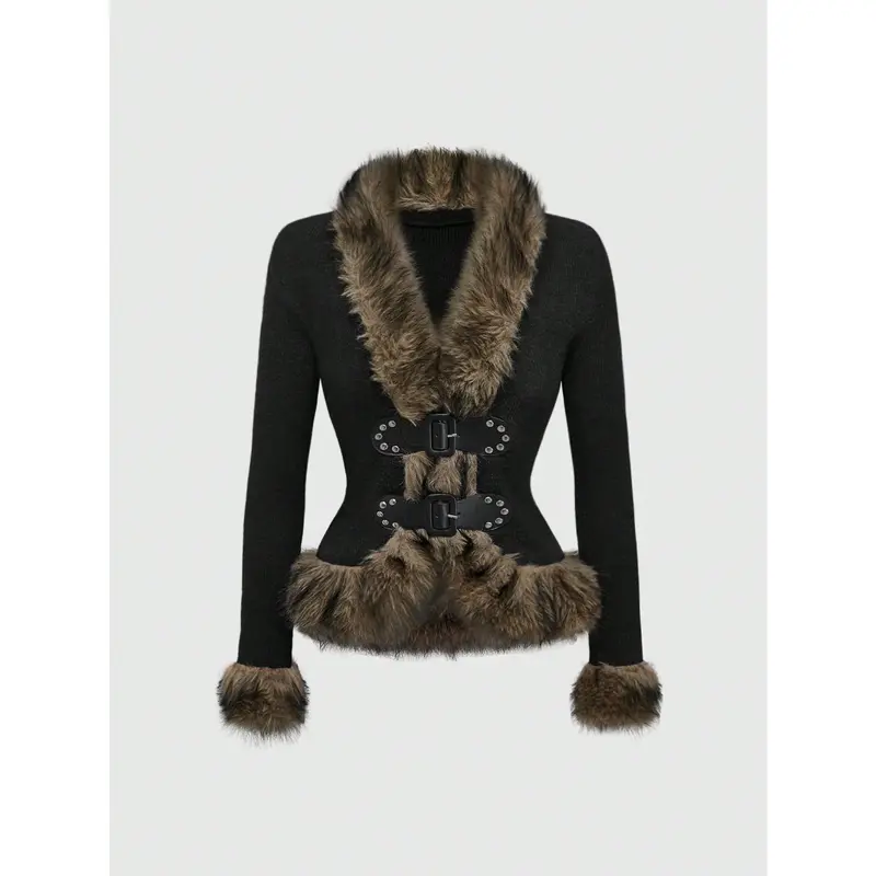 Women‘s Vintage Furry Cardigan Shirt Casual Faux Fur Coats for Cold Days Sweaters Fall Winter Outfits