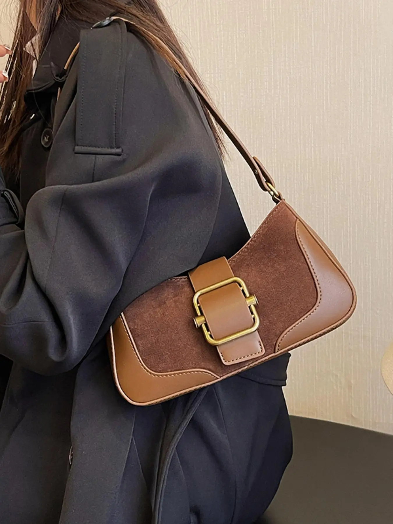 Women's Solid Color Baguette Bag, Fashionable Pu Leather Shoulder Bag for Daily Used, Casual Trendy Versatile High-quality Daily Commuting Bag, Gifts