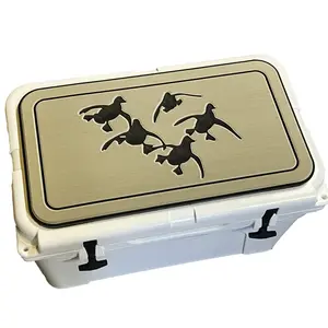 VORTEX COOLER PADS Tan/Black Mat Cupped Ducks Logo Fits Yeti Tundra Cooler Lid Easy Peel and Stick Application 3M Adhesive UV Stable Stain-Resistant Weather-Resistant