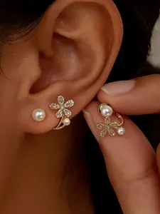 Elegant Pearl Flower Butterfly Earrings, Two-Wear Design, Ladies' Studs for Parties and Dates, Perfect Gift for Women, Earrings Jewelry, High Quality Earrings, Fashion Earring