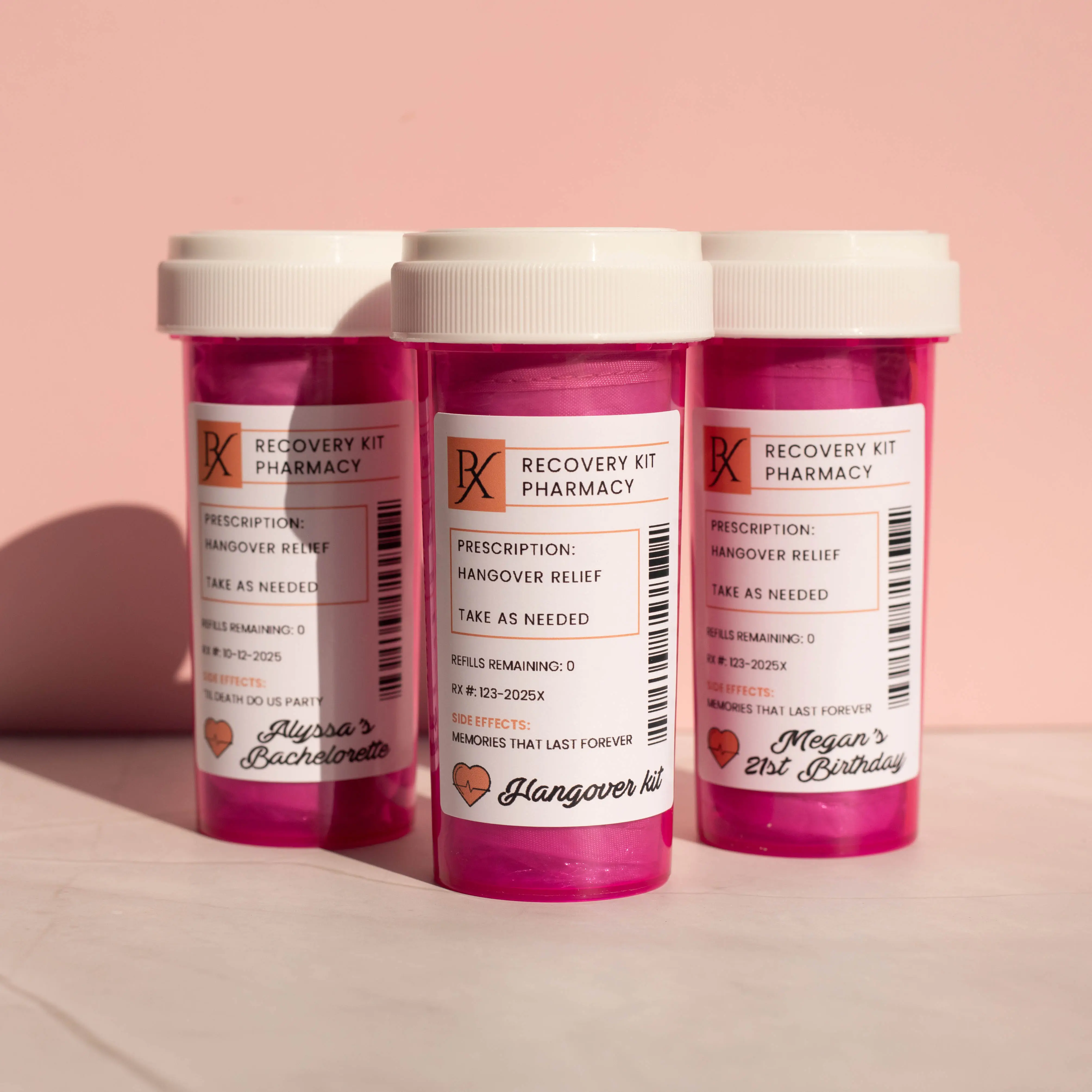 Mini Prescription Bottle Hangover Kits