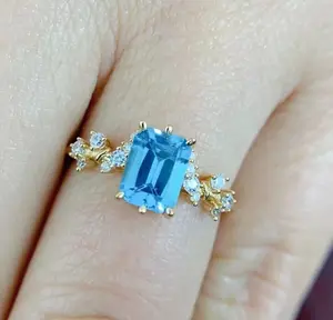 1Ct Natural London Blue Topaz Gold Over Sterling Silver Engagement Ring Size 5-8 B1891