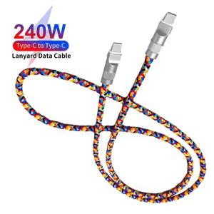 1pcs Phone Lanyard Charger Cable, 240w Braided PD Charging Cable, 0.3m Fast Charge Wrist Strap, 1.2m Crossbody Lanyard Charger, 2-In-1 Design