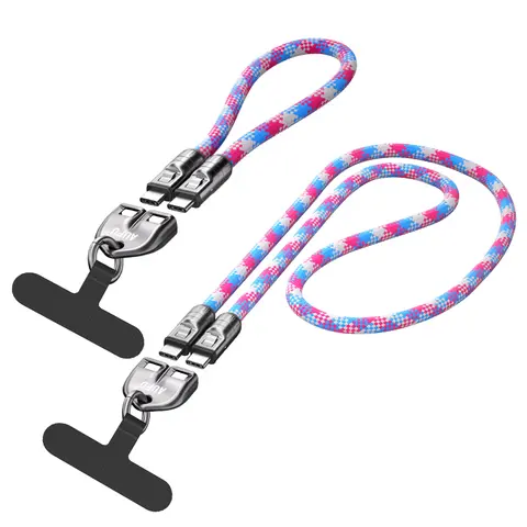 AUFU 5A Fast Charge USB-C to USB-C PD 3.1 Certified 240W Mobile Electronic Cable - 480Mbps Data Transfer, 2-in-1 Portable Phone Chain Cable, Zinc Alloy Colorful Braided Rope, Aluminium Core, Charger Compatible for Cellphones