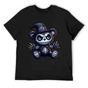 Scare Teddy Bears Print T-shirt Scary Funny Shirts Short Sleeve Graphic Tee Tops for Men