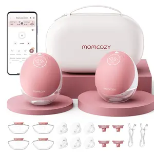[Live]Momcozy  Breast Pump Hands Free Upgraded Mobile Flow | M9, App Discreet Control with Personalized Multi-Modes & 15 Levels, Wearable Breast Pump 24mm, 2 Pack Cozy Red, B