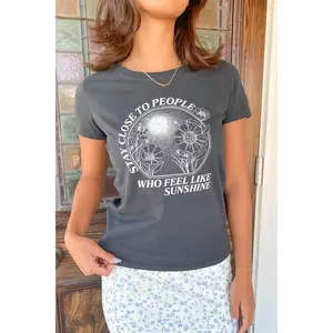 Stay Close Long Loose Graphic Baby Tee