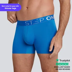 Step One Men's Trunk - Sapphires, Anti-Chafe, Breathable Bamboo Fabric, UltraGlyde Panels, Hidden Elastic Pouch, Premium Underwear, Athletic Daily wear