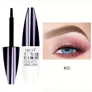 Qicyi Tattoo Eyebrows Gel Easy Peel-Off - Fuller Brows BO2 Warm Brown - Dyeing & Peel-Off Brow Gel for Natural Look