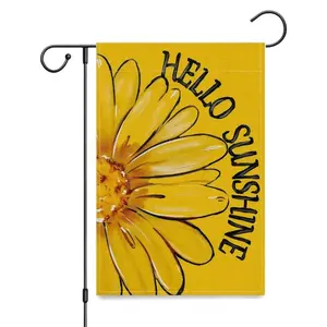 Hello Sunshine Garden Flag Double Sided Outside, Summer Spring Floral Daisy Yard Outdoor Flag Yellow, Garden Decor