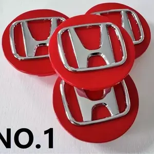 Honda Set of 4 Chrome-Red 69mm Wheel Center Caps Fits Most Models Easy Installation Upgrade for Accord Civic CRV