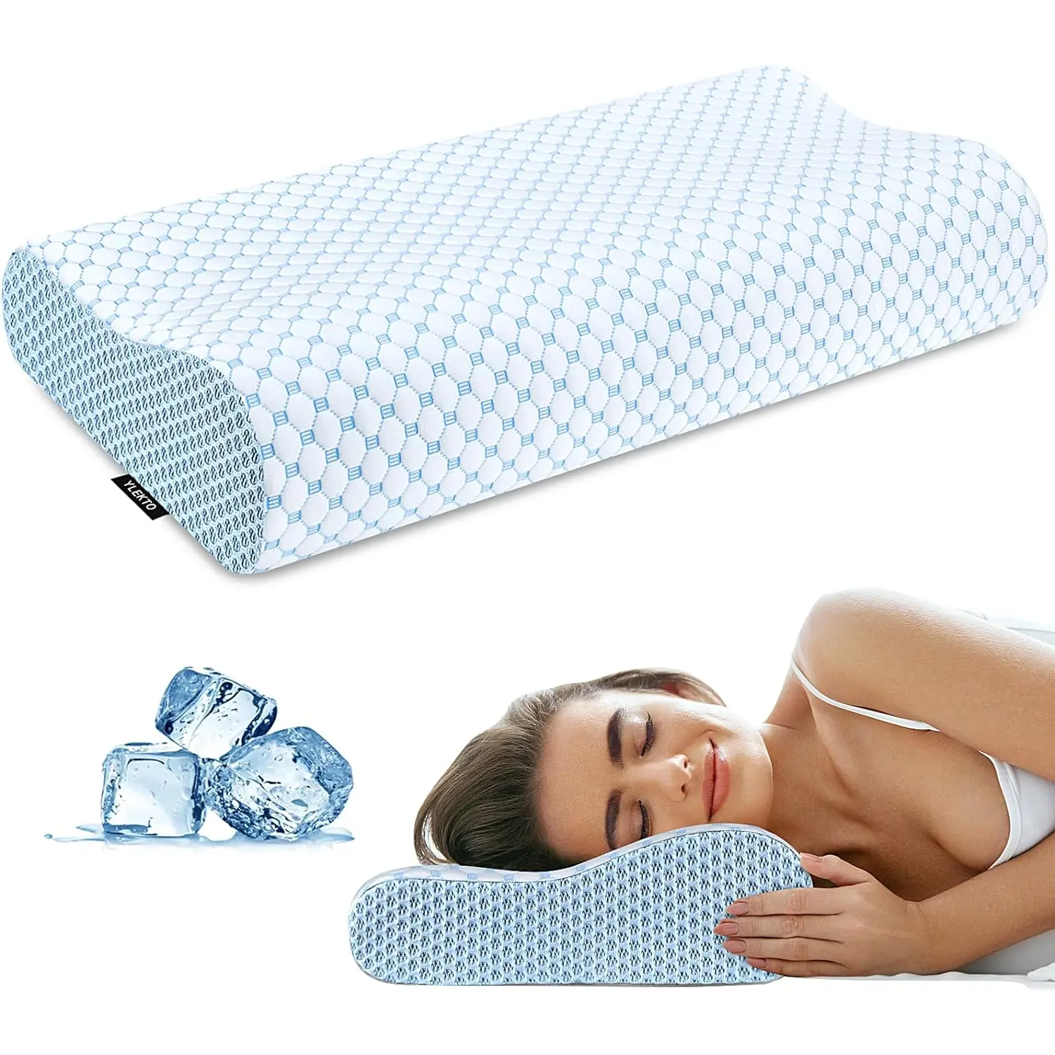 Cervical Pillow for Neck Pain Relief, Contour Memory Foam Pillows for Sleeping, Odorless Ergonomic Pillow Adjustable Orthopedic Cooling Pillow Bed Pillow Neck Support for Side Back Stomach Sleepers Ylekto