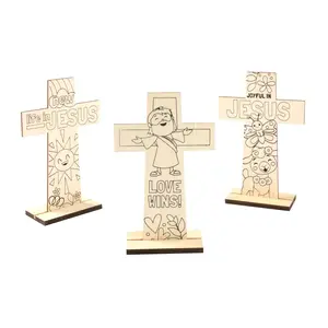 Color Your Own Religious Easter Cross Stand-Ups – 12 Pc.