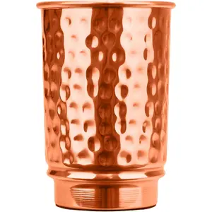 100% Pure Copper Tumblers |BPA Free| No coating| Lacquer Free| Handcrafted Hammered Ayurvedic Glasses | 350 Ml/11.8 OZ Water Cups for Health, Detox & Hydration
