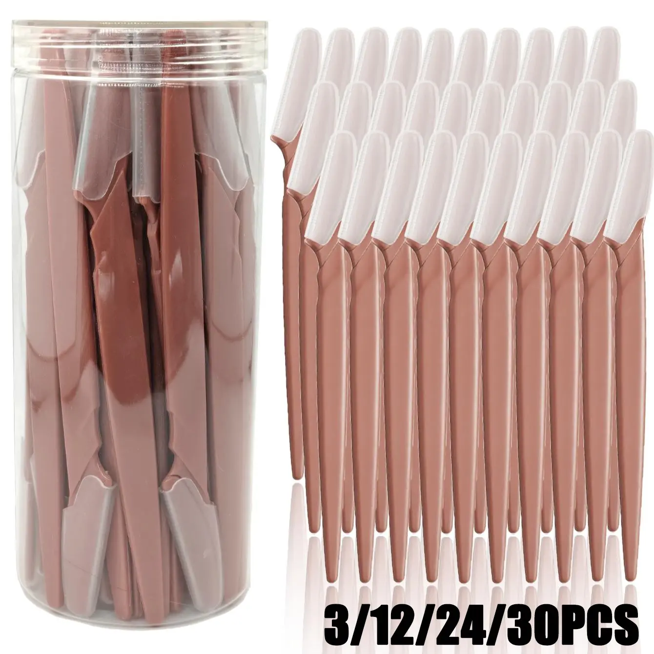 Coffee Eyebrow Razor and Face Razor for Women and Men, Stainless Steel Eyebrow Hair Trimmer and Shaver with Protective Cover, Lightweight, Compact, Safe and Newbie-Friendly, Makeup Grooming Tool, Eyebrow Shaping Tool, Make Up Tools, Cosmetic Tools