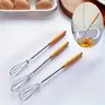 Wooden Handle Whisk, 3 Counts Stainless Steel Egg Beater, Milk Whipper Wire Whisk for Blending, Whisking, Beating, Or Stirring, Home Baking Supplies, Baking Utensils Supplies, Baking Tools, Kitchenware, Baking Equipment
