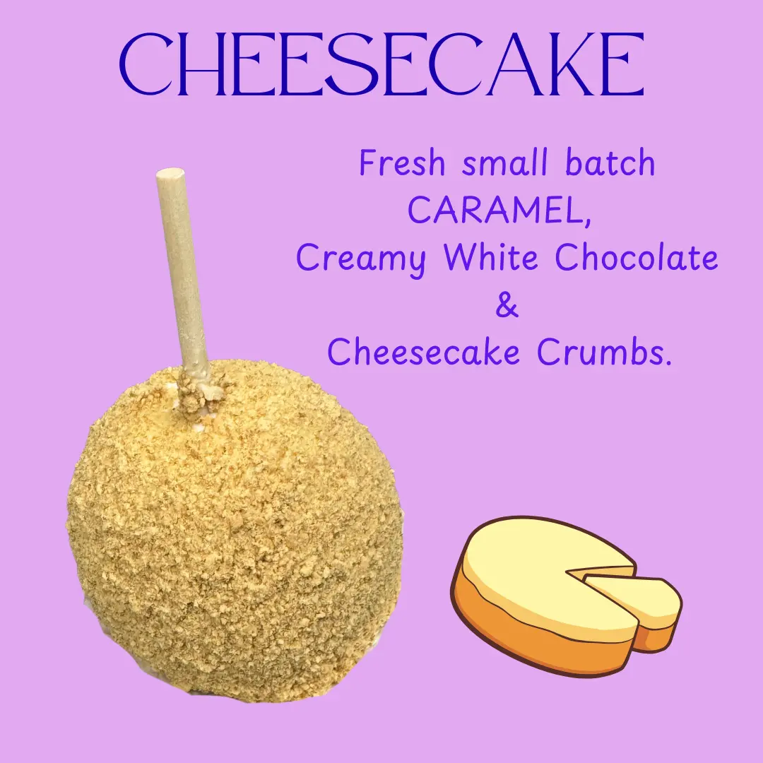 Copperpot Caramel Co Cheesecake Apple White Chocolate Large Crisp Granny Smith Apple Handcrafted Gourmet Dipped in Signature Copper Pot Caramel with Creamy White Chocolate and Cheesecake Crumbs