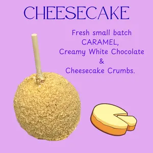 Copperpot Caramel Co Cheesecake Apple White Chocolate Large Crisp Granny Smith Apple Handcrafted Gourmet Dipped in Signature Copper Pot Caramel with Creamy White Chocolate and Cheesecake Crumbs