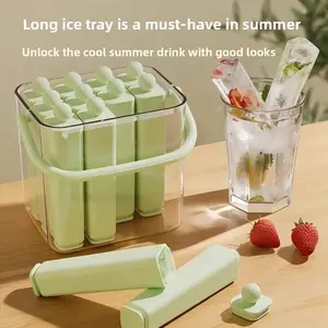 6 Long Ice Cube Trays Silicone Mold, Household Universal Freezer Tray, Ice Cream Storage Box, Ice Pop Maker, Kitchen Essentials