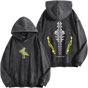 Cyberpunk 2077 Vintage Washed Hoodie, Anime Game Graphic Tee, Oversized Manga Streetwear Shirt, Heavy Cotton Gamer Apparel