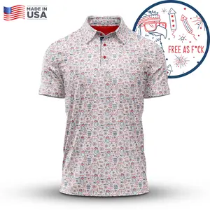 Tee4daddy - Funny Polo Golf Shirt Style 4th of July White, Comfortable Streetwear, Men Polo Shirt, Casual Streetwear outdoorfun outdoorfun
